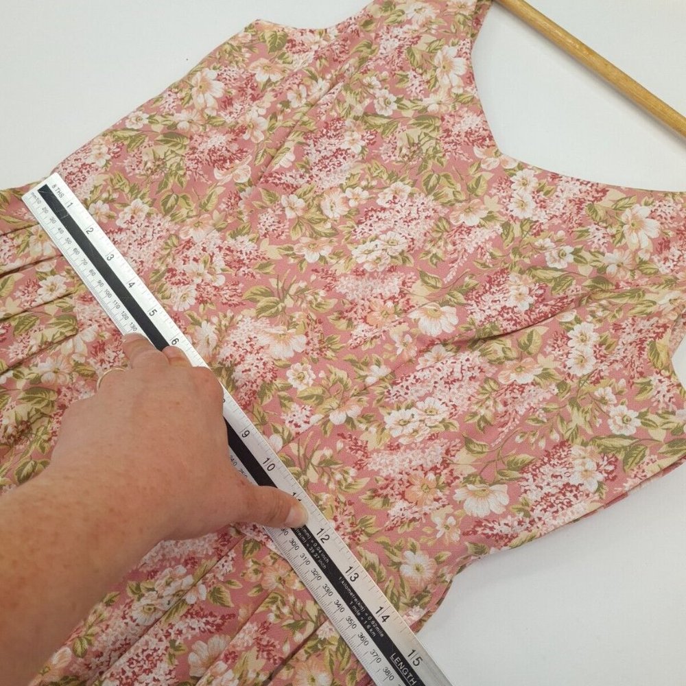 Vintage Laura Ashley Dress & Jacket Size 10 12 Floral Pink Cotton STUNNING - Picture 12 of 16